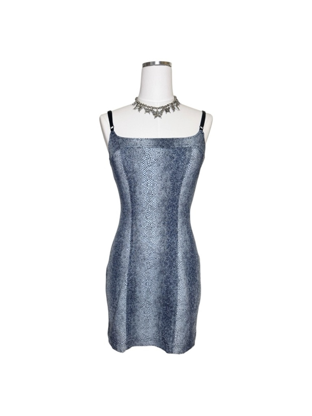 Y2K Guess Denim Blue Snake Print Mini Dress Size 3